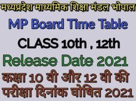 Mp Board 10th 12th Exam Date Release 2021