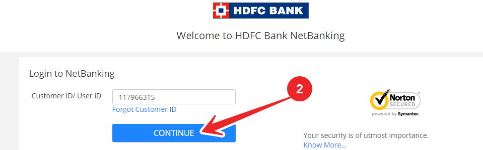 hdfc net banking login id